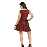 Gothic Steampunk Charm - Trendy Pleated Brocade Dress