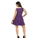 Purple Brocade Charm - Trendy Pleated Brocade Dress