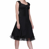 Black flared fitted corset dress