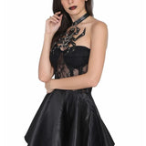 Ladies black mesh gothic one piece dress