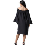 Black Cotton Knee length Chemises Dress