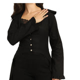 Black Cotton Asymmetrical Dress – Adjustable Back Lacing