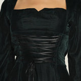 Maleficent Velvet Front Cross Lacing Ladies Dress