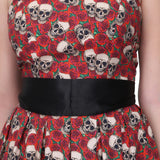 Skull Rose printed gothic knee length dress