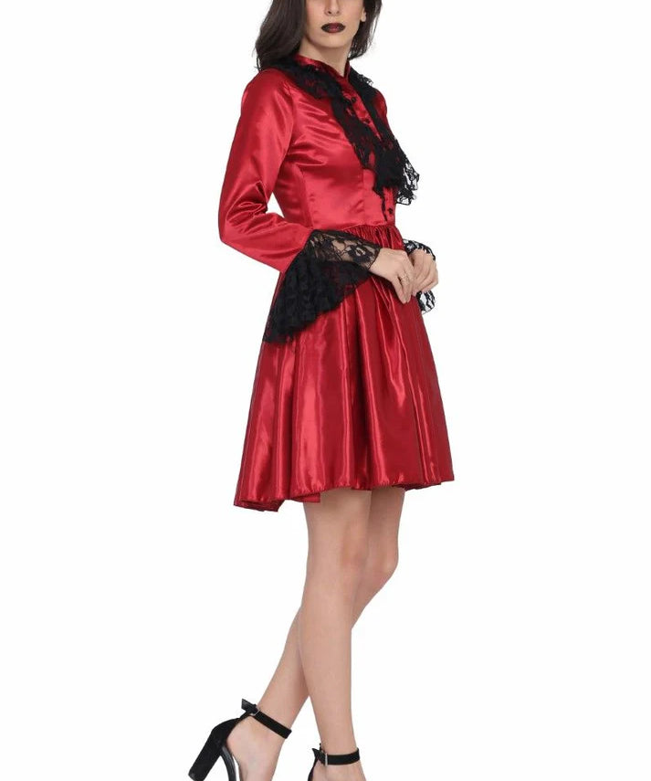 Ladies Laced Gothic Red Dress