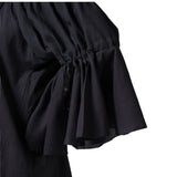 Black Cotton Knee length Chemises Dress