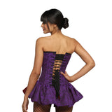 Purple Brocade Corset Mini Dress