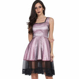 Ladies Pink and Black mesh gothic dress