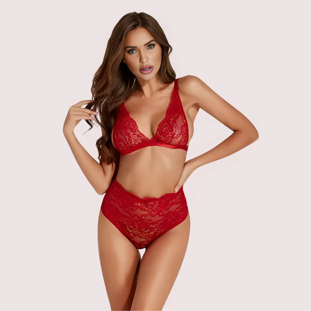 Sexy” stretch lace sexy bra set