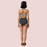 Retro Halter Neck & Bow-Front Sweetheart Bikini Topa in Mint (Top Only)