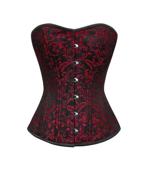 Affra Red Brocade Waist Training Overbust Corset