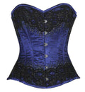 Bule/Black Embroidery Overbust corset