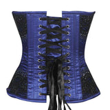 Bule/Black Embroidery Overbust corset