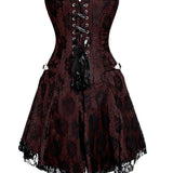 Brown Satin Black Net Corset Dress
