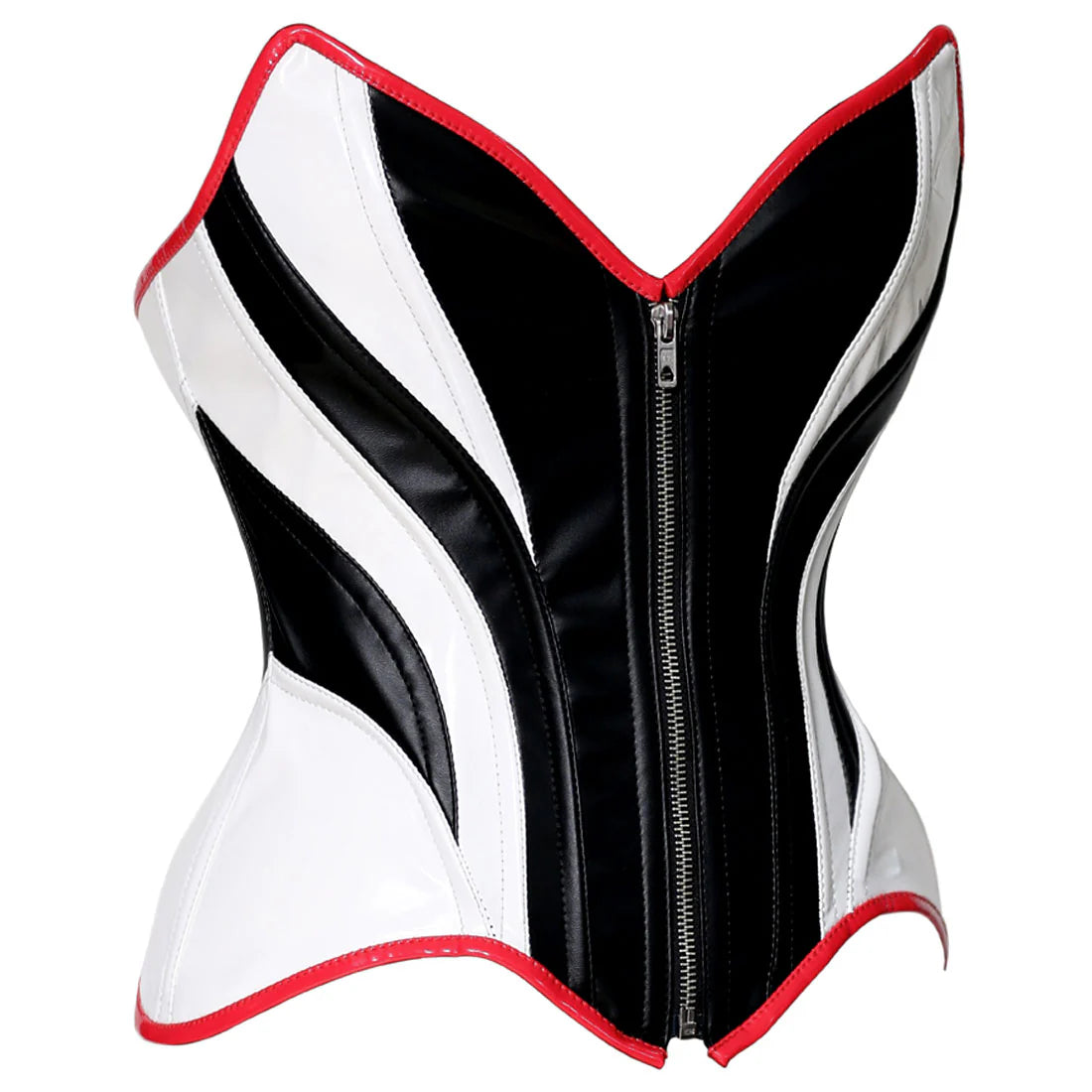 Seduce in this killer front zip corset