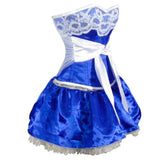 Urania Burlesque Blue Authentic Overbust Belt Laced Corset