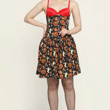 Midnight Pumpkin Printed Corset Dress