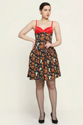 Midnight Pumpkin Printed Corset Dress