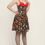 Midnight Pumpkin Printed Corset Dress