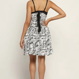 Quatrefoil printed Waist Reducing Underbust Corset Dress