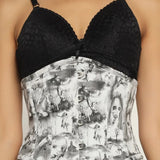 Quatrefoil printed Waist Reducing Underbust Corset Dress