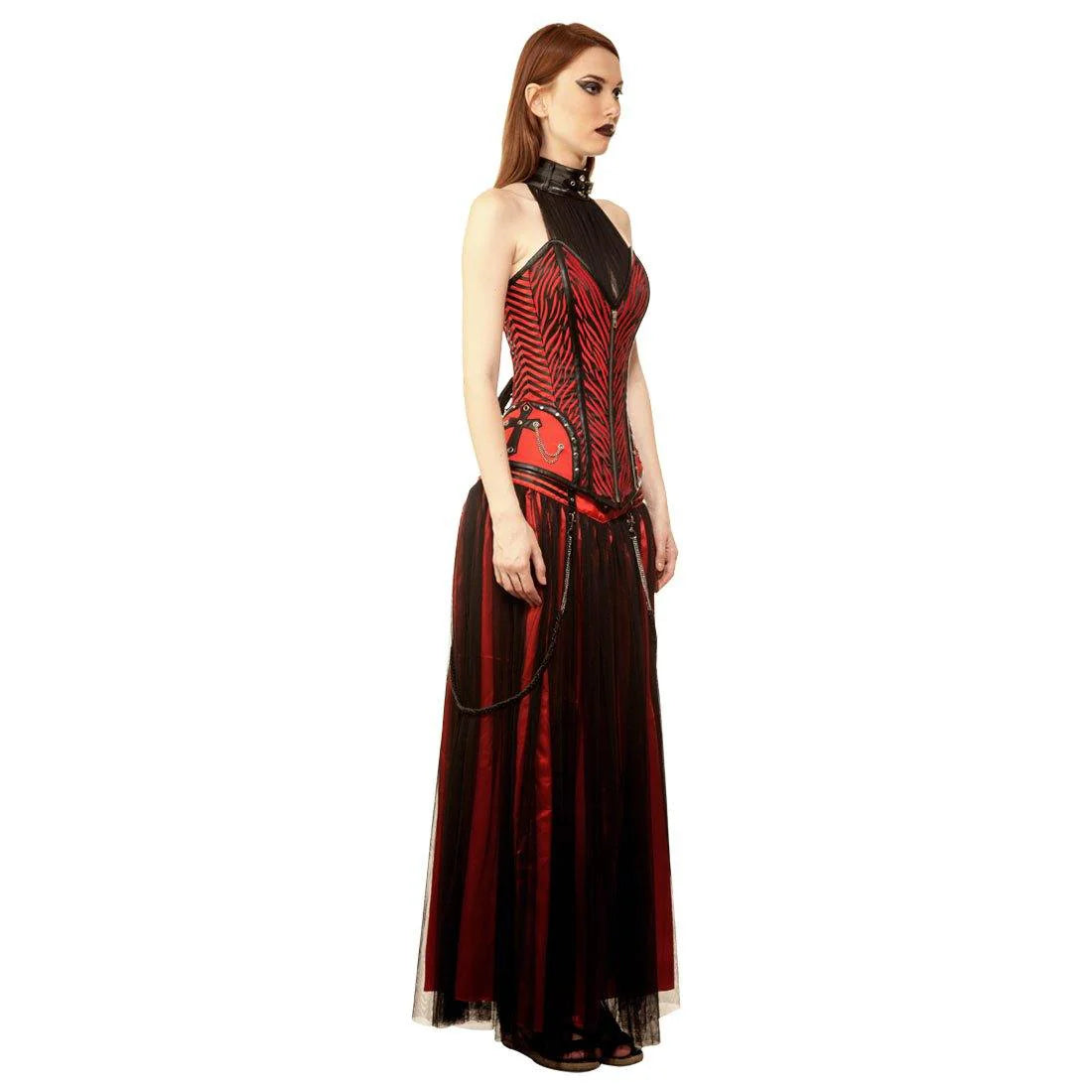 Rachel Gothic Authentic Steel Boned Long Lined Halter Modesty Overbust Corset Dress