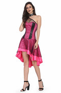 Authentic steel boned overbust corset dress with one shoulder strap