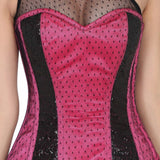 Authentic steel boned overbust corset dress with one shoulder strap