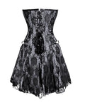 White satin Black Net Corset Dres