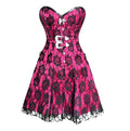 Pink Satin Black Net Corset Dress