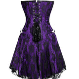 Purple Satin Black Net Corset Dress