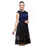 Blue Satin Collar Ladies Short Dress