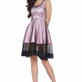 Ladies Pink and Black mesh gothic dress
