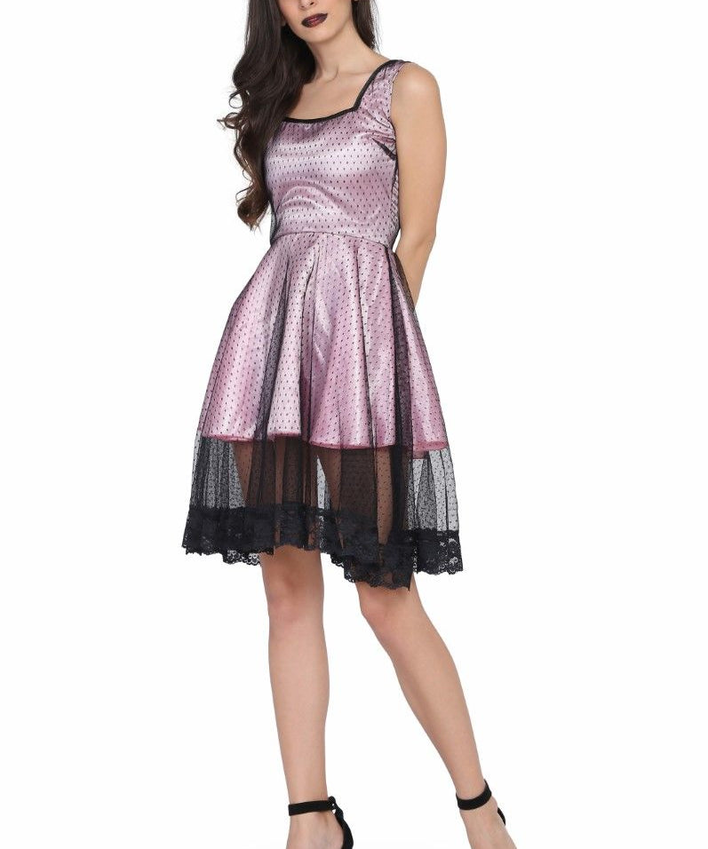 Ladies Pink and Black mesh gothic dress