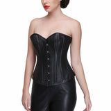 Genuine leather waist training overbust corset