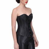 Genuine leather waist training overbust corset