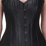 Genuine leather waist training overbust corset