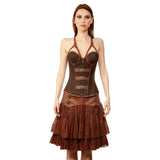 Taaveti Womens Steampunk Authentic Steel Boned Overbust Corset Dress