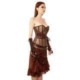 Tafadhdhal Womens Steampunk Authentic Steel Boned Overbust Corset Dress