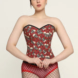 Skull Rose printed waist reducing overbust Corsets