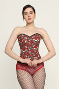 Skull Rose printed waist reducing overbust Corsets
