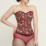 Skull Rose printed waist reducing overbust Corsets