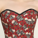 Skull Rose printed waist reducing overbust Corsets