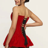 Red Velvet Corset Mini Dress Red Velvet Corset Mini Dress