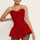 Red Velvet Corset Mini Dress Red Velvet Corset Mini Dress