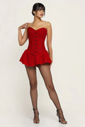 Red Velvet Corset Mini Dress Red Velvet Corset Mini Dress