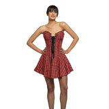 Red Tartan Temptation Corset Mini Dress