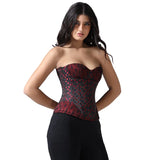 Red/Black Jaquard Overbust Corset