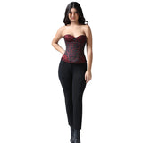 Red/Black Jaquard Overbust Corset