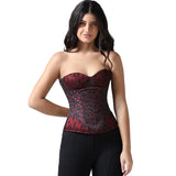 Red/Black Jaquard Overbust Corset
